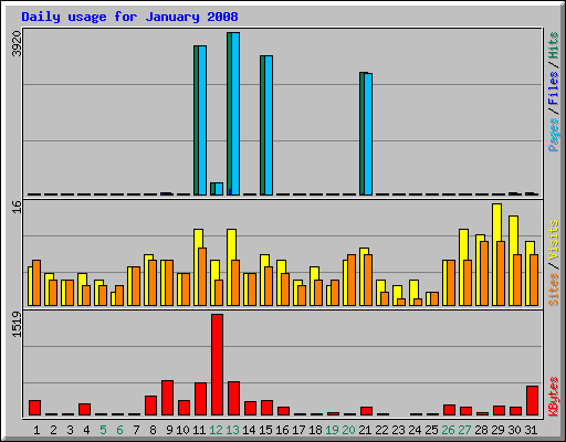 Daily usage for January 2008