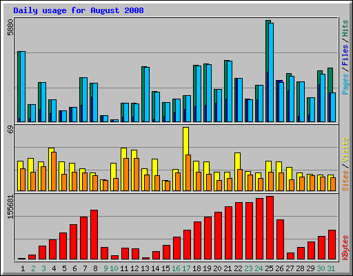 Daily usage for August 2008