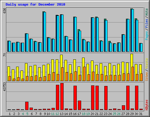 Daily usage for December 2010
