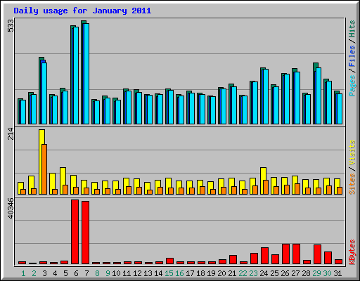 Daily usage for January 2011