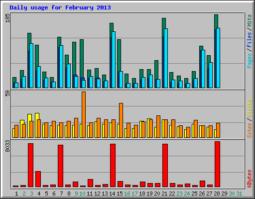 Daily usage for February 2013