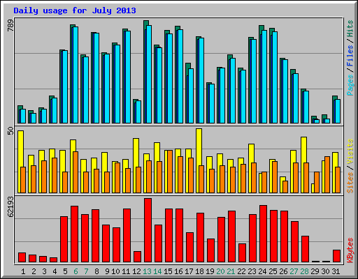 Daily usage for July 2013