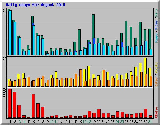 Daily usage for August 2013
