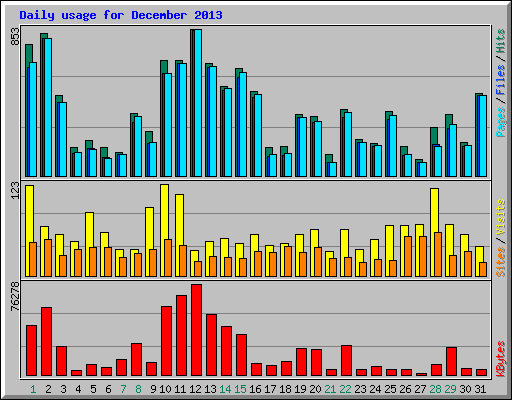 Daily usage for December 2013