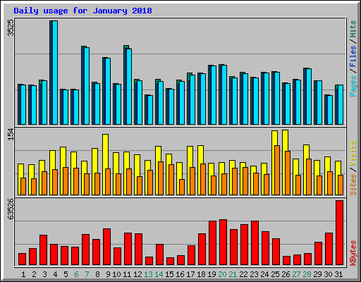 Daily usage for January 2018