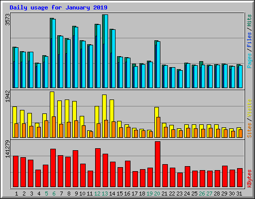 Daily usage for January 2019
