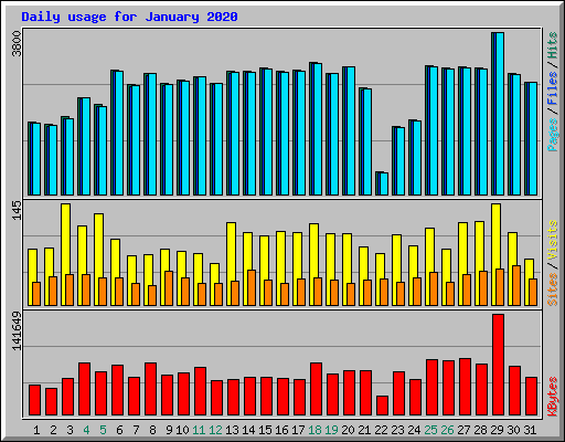 Daily usage for January 2020