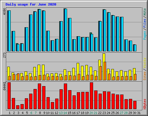 Daily usage for June 2020