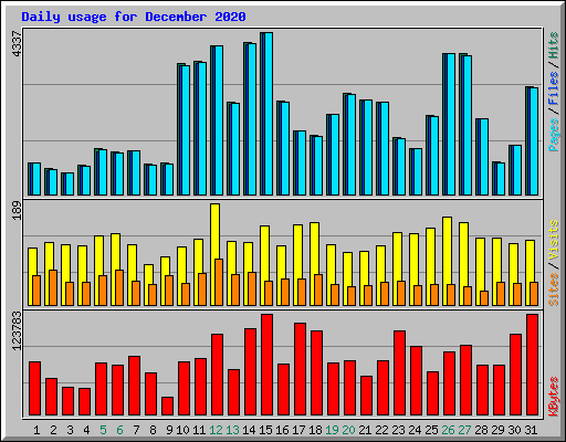 Daily usage for December 2020