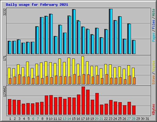 Daily usage for February 2021