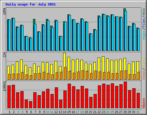 Daily usage for July 2021
