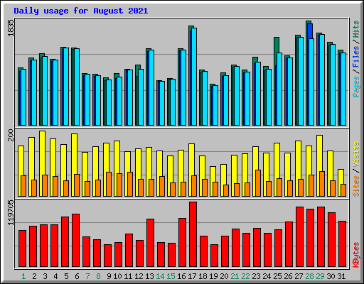 Daily usage for August 2021