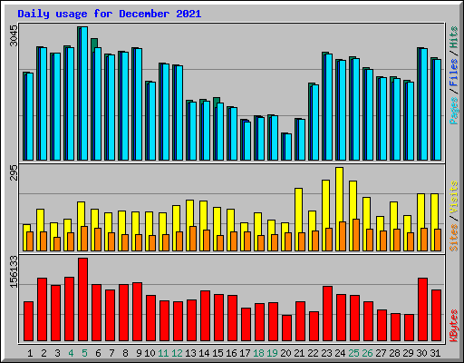 Daily usage for December 2021