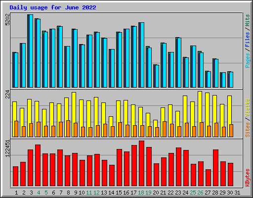 Daily usage for June 2022