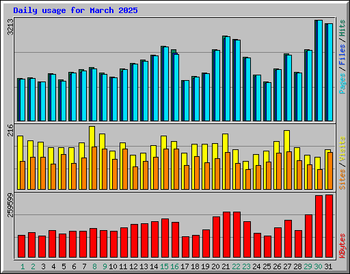 Daily usage for March 2025