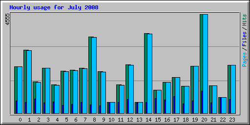 Hourly usage for July 2008