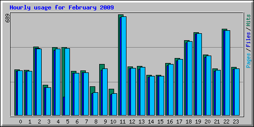 Hourly usage for February 2009