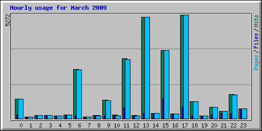 Hourly usage for March 2009