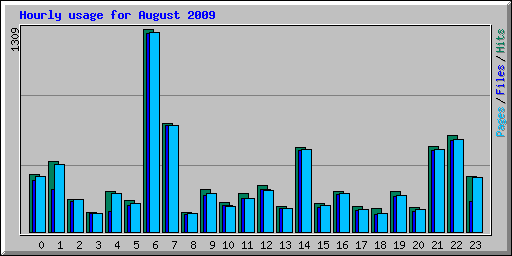 Hourly usage for August 2009