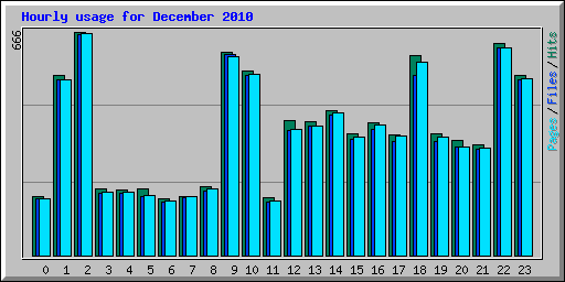 Hourly usage for December 2010