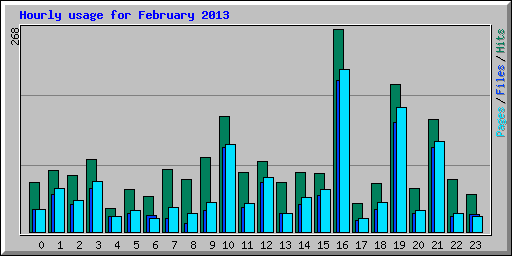 Hourly usage for February 2013