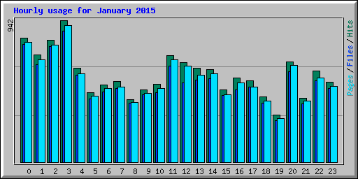 Hourly usage for January 2015