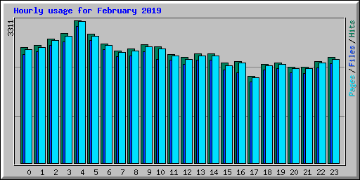 Hourly usage for February 2019